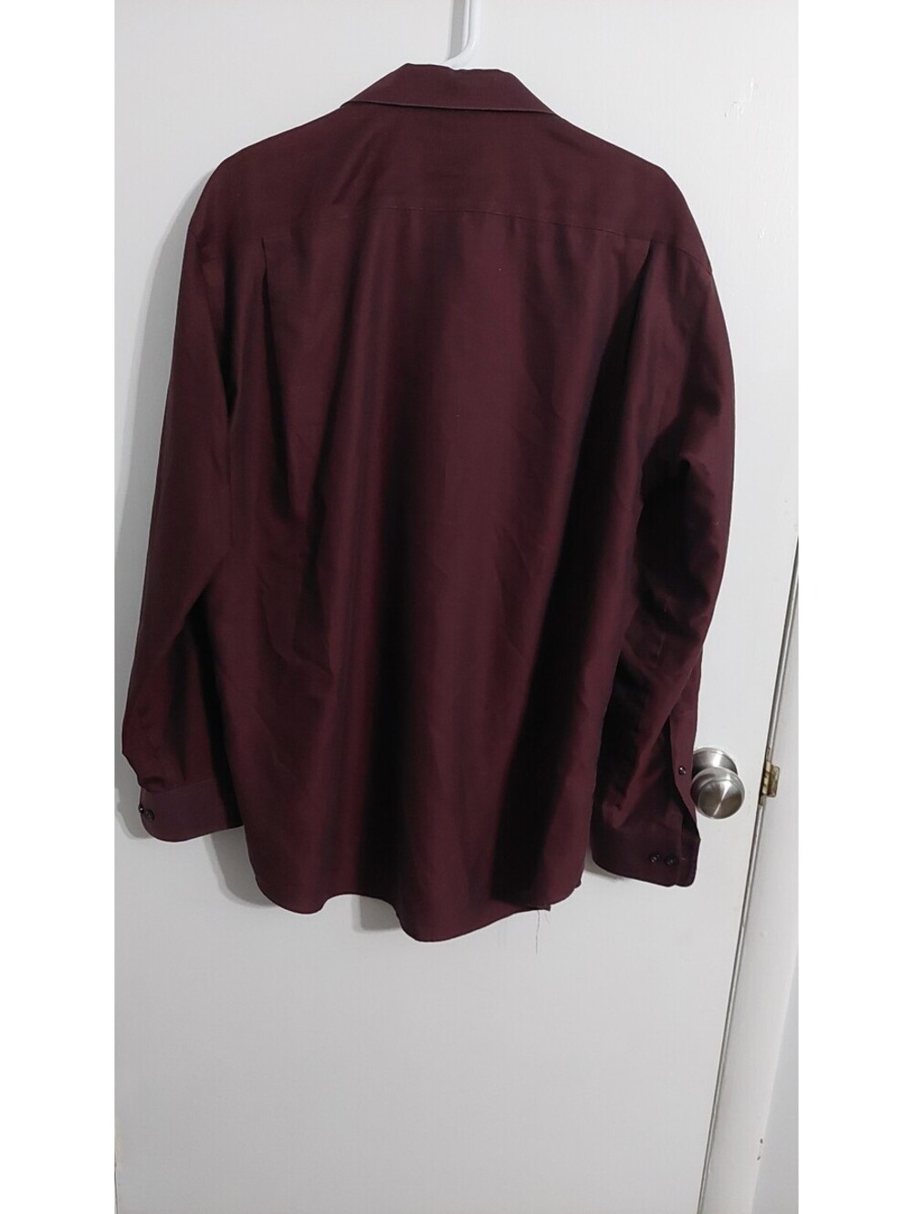 Pronto Uomo Men's Burgundy Non-Iron Cotton Dress Shirt Size 17 34/35 - Picture 3 of 5
